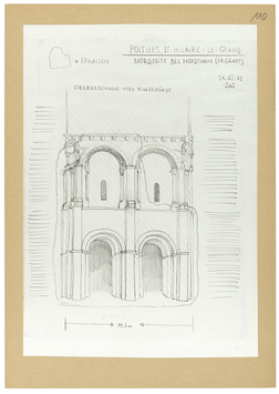 Vorschaubild Poitiers: Saint-Hilaire-le-Grand, Nordturm, Rekonstruktion nach Wolfgang Schöne, Skizze Schöne 1963